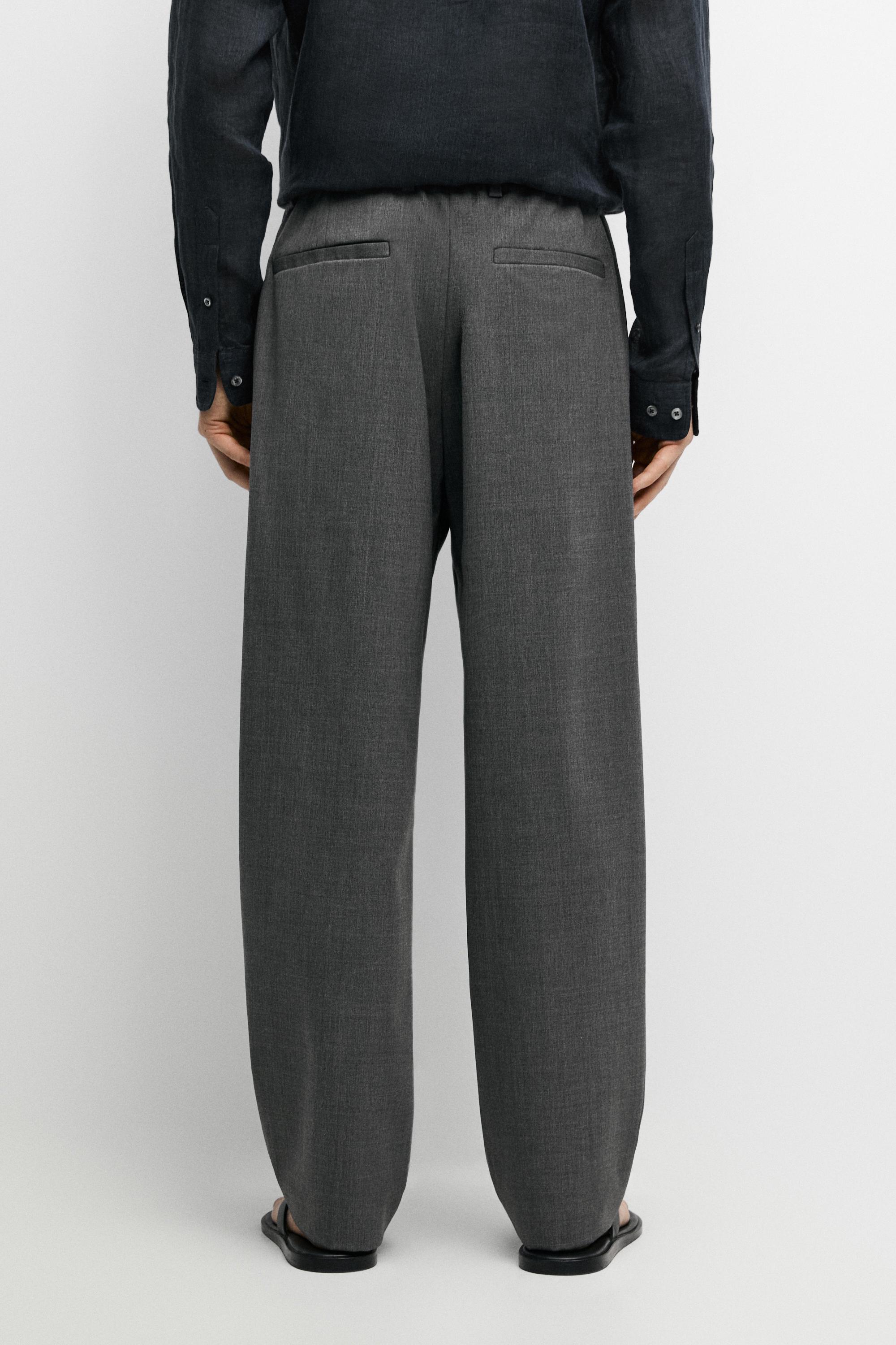 Pantalon à pinces en mélange de laine froide